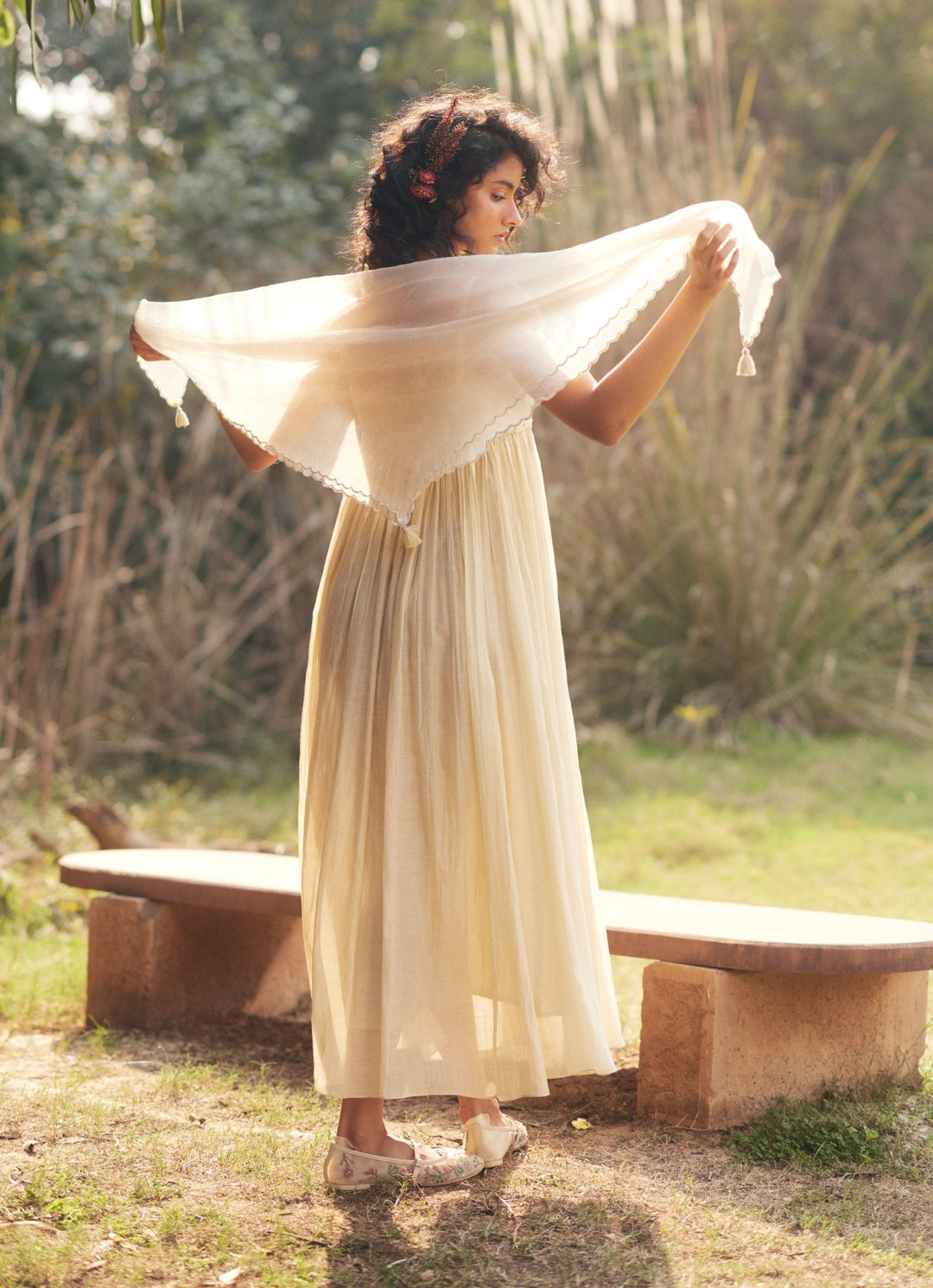 Ivory Embroidered Chanderi Kurta With Jacket Paulmi and Harsh - Fabilicious Fashion