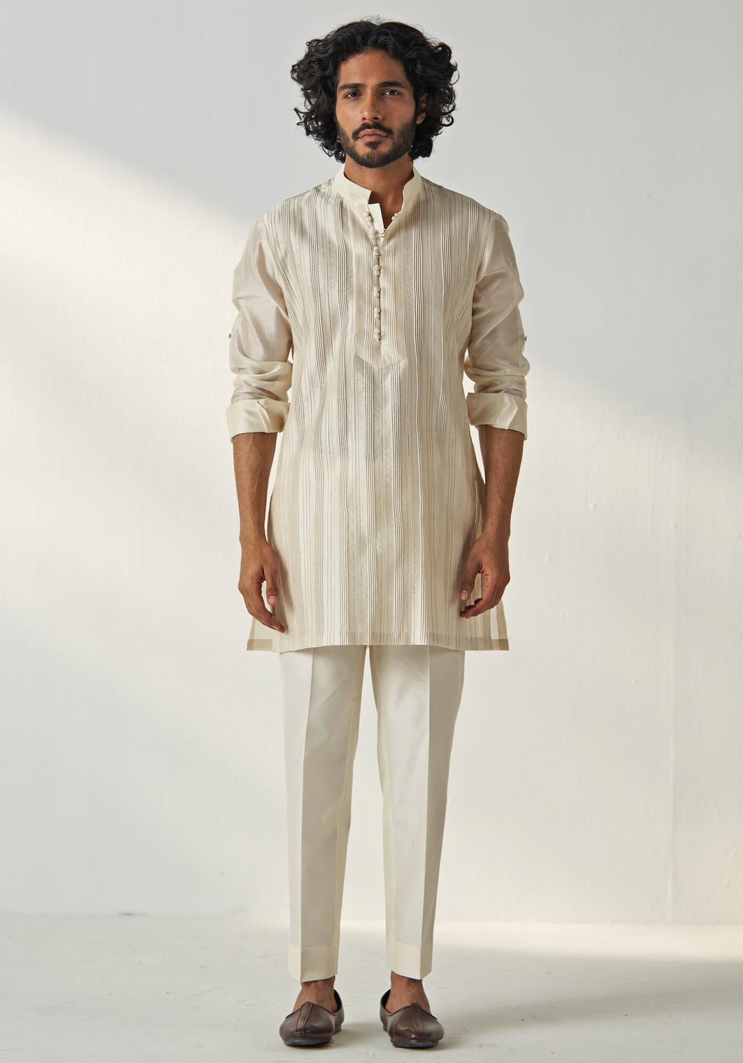Ivory Embroidered Chanderi Silk Kurta Set Studio Bagechaa - Men - Fabilicious Fashion
