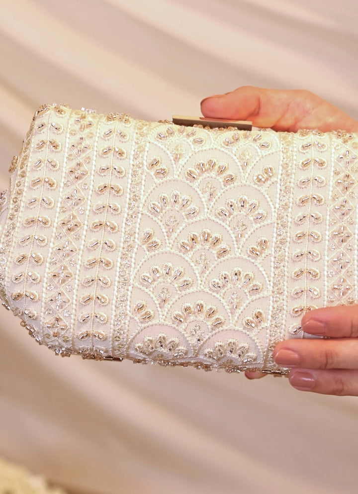 Amyra Ivory Embroidered ClutchFabilicious Fashion