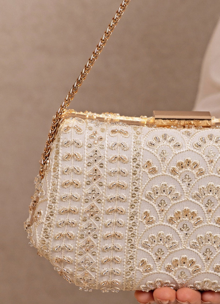 Amyra Ivory Embroidered ClutchFabilicious Fashion