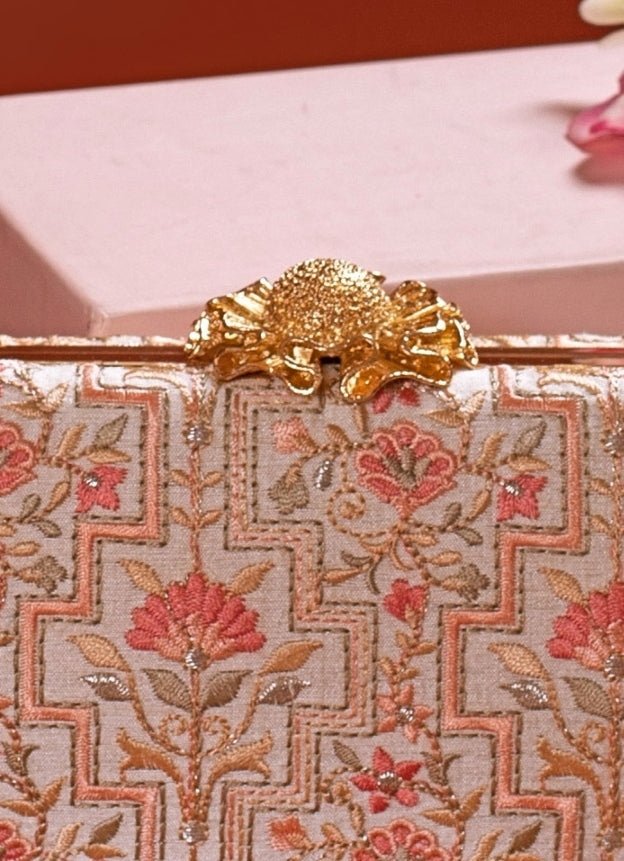 Ivory Embroidered Clutch AMYRA - Fabilicious Fashion