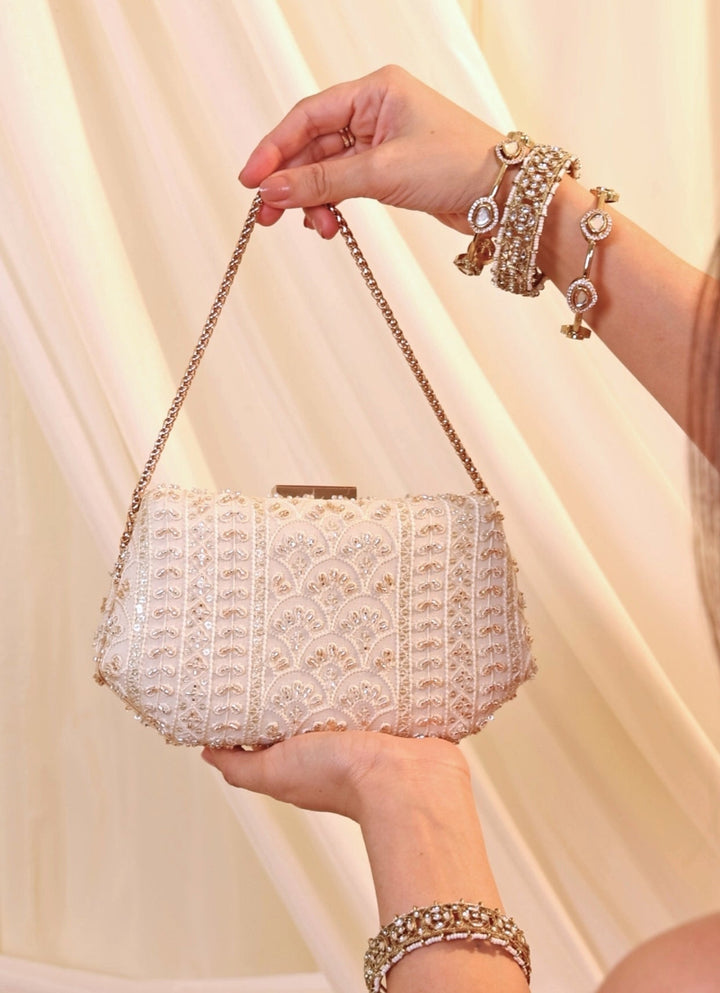 Amyra Ivory Embroidered ClutchFabilicious Fashion