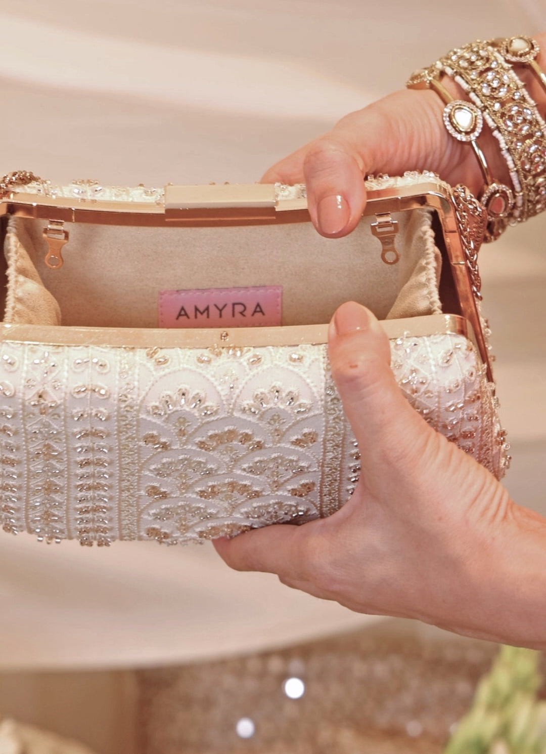 Amyra Ivory Embroidered ClutchFabilicious Fashion