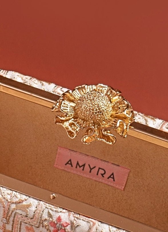 Ivory Embroidered Clutch AMYRA - Fabilicious Fashion