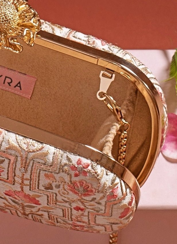 Ivory Embroidered Clutch AMYRA - Fabilicious Fashion