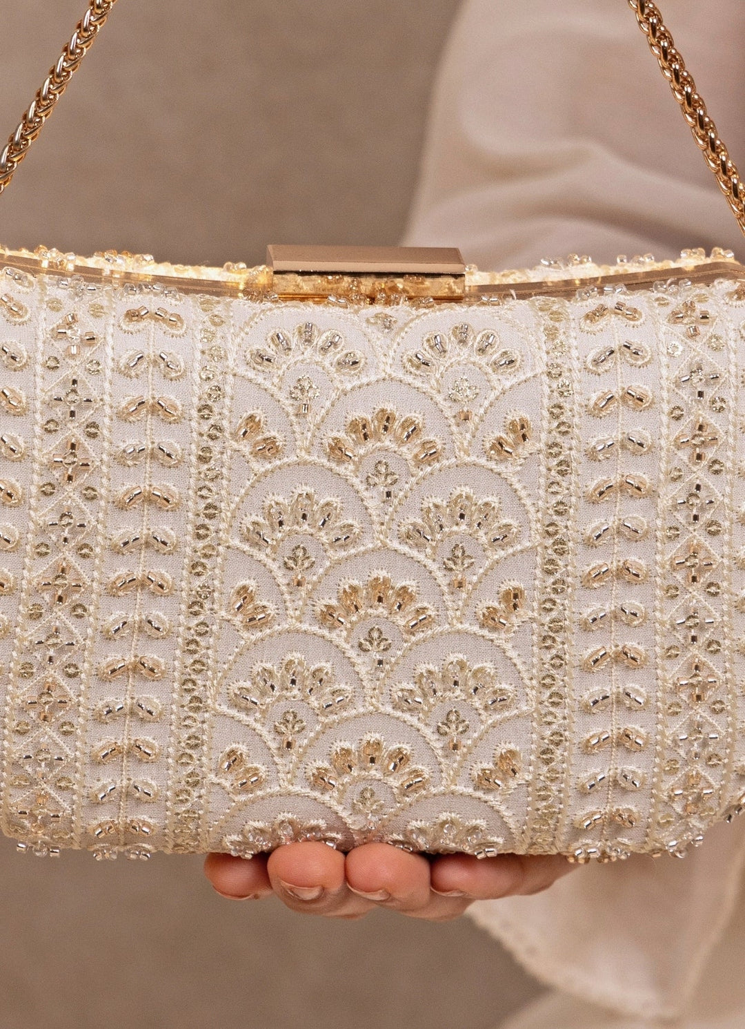 Amyra Ivory Embroidered ClutchFabilicious Fashion