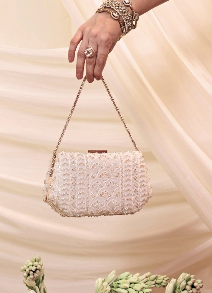 Amyra Ivory Embroidered ClutchFabilicious Fashion