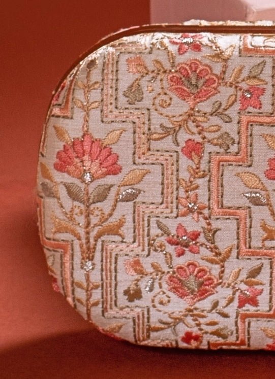 Ivory Embroidered Clutch AMYRA - Fabilicious Fashion