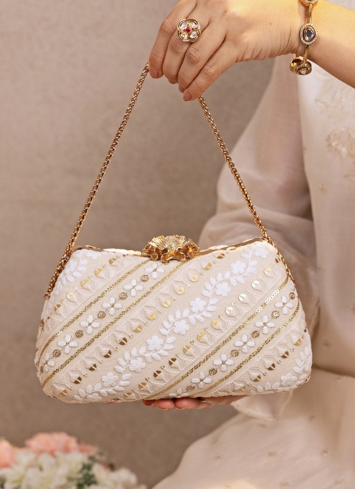 Amyra Ivory Embroidered ClutchFabilicious Fashion