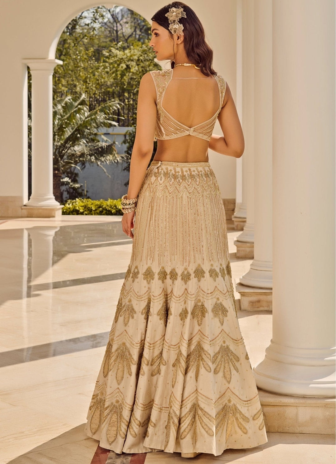 Ivory Embroidered Corset Lehenga Set Parul Gandhi - Fabilicious Fashion