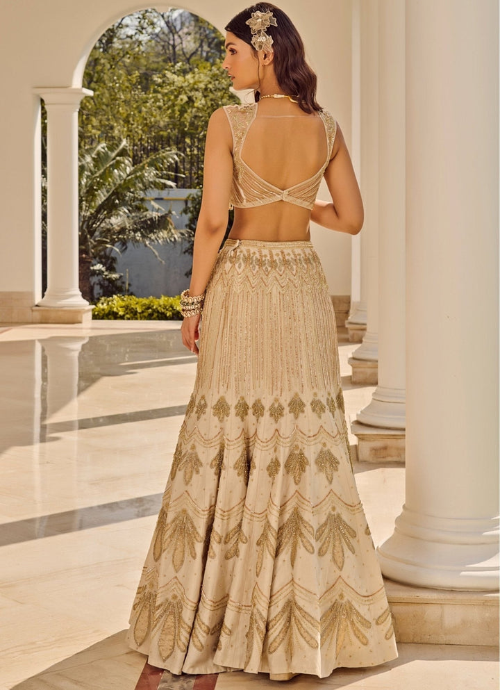 Ivory Embroidered Corset Lehenga Set Parul Gandhi - Fabilicious Fashion
