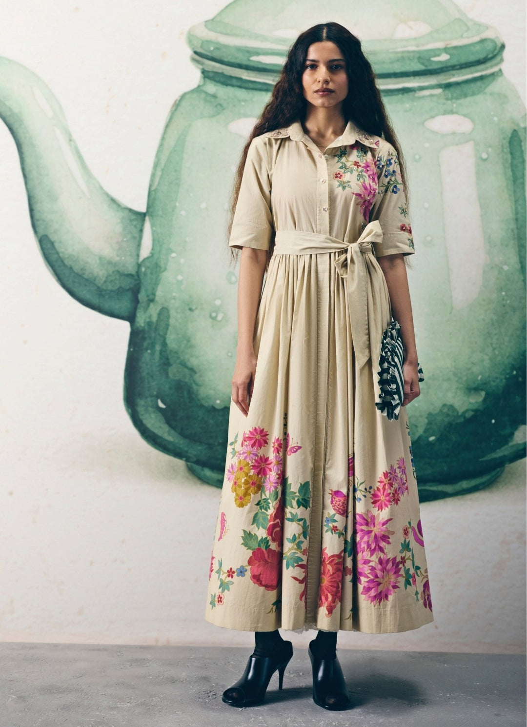 Ivory Embroidered Cotton Dress Paulmi and Harsh X Ease - Fabilicious Fashion