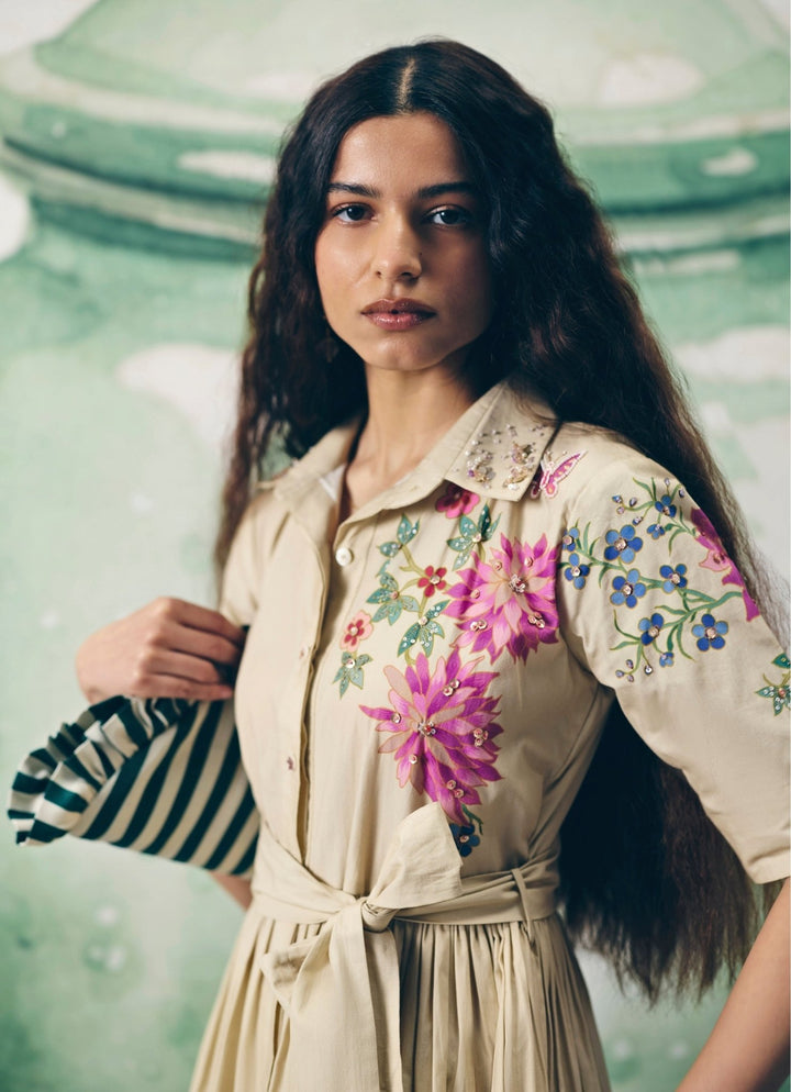 Paulmi and Harsh X Ease Ivory Embroidered Cotton DressFabilicious Fashion