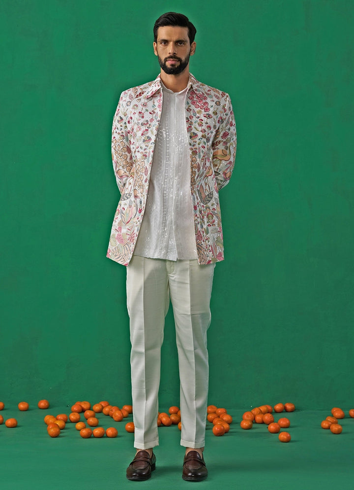 Ivory Embroidered Georgette Jodhpuri Set Kalpraag - Fabilicious Fashion