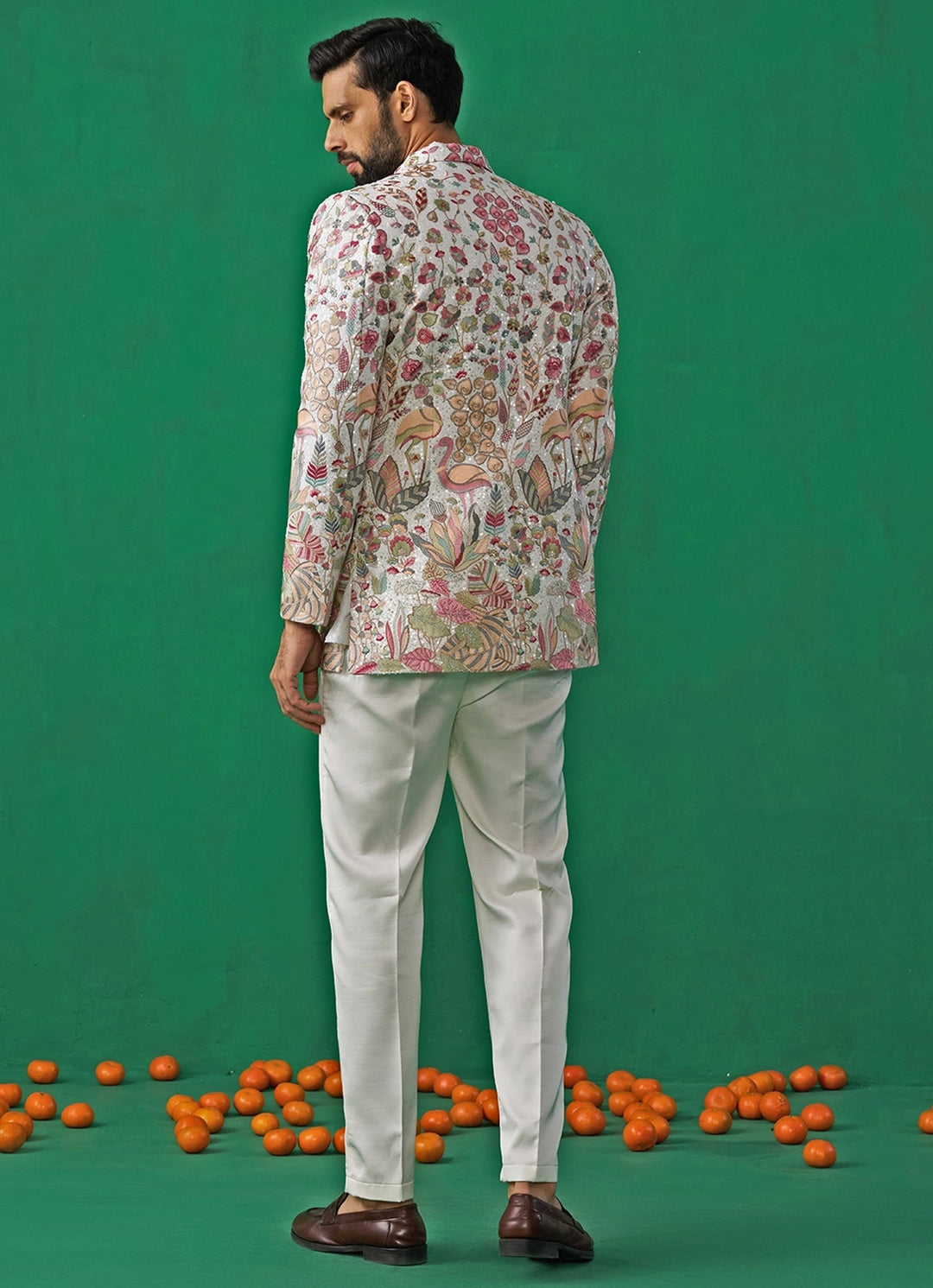 Ivory Embroidered Georgette Jodhpuri Set Kalpraag - Fabilicious Fashion