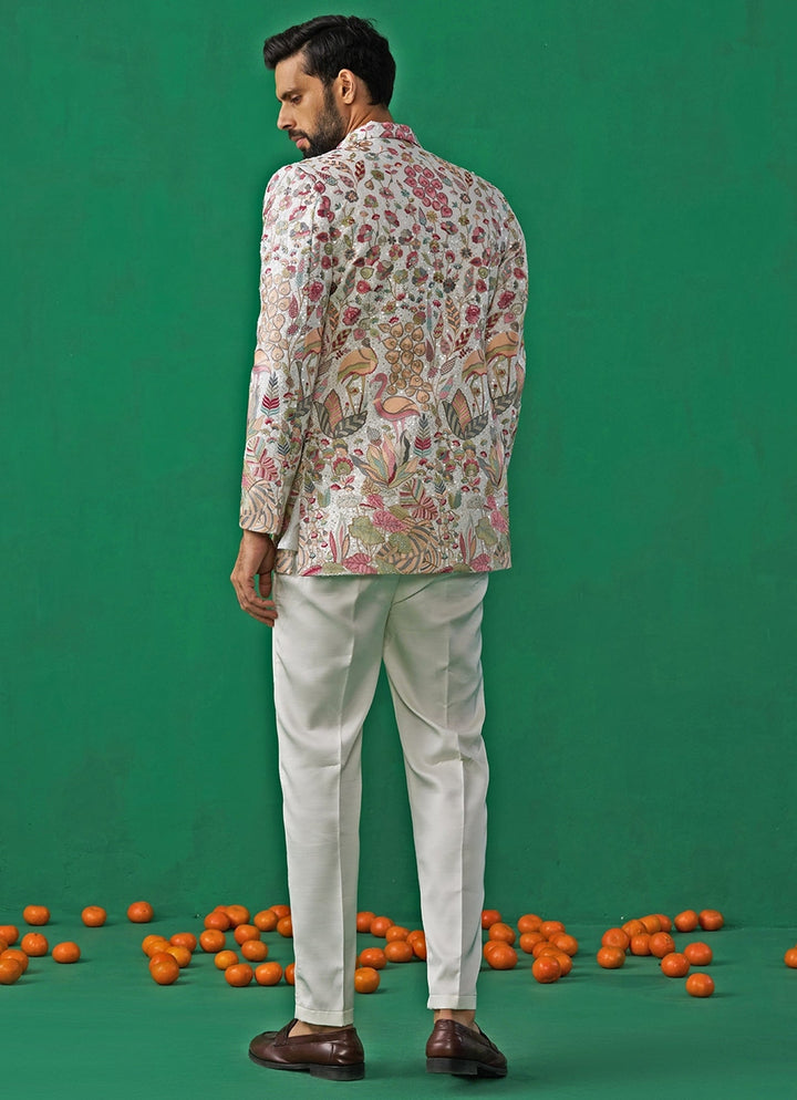 Ivory Embroidered Georgette Jodhpuri Set Kalpraag - Fabilicious Fashion