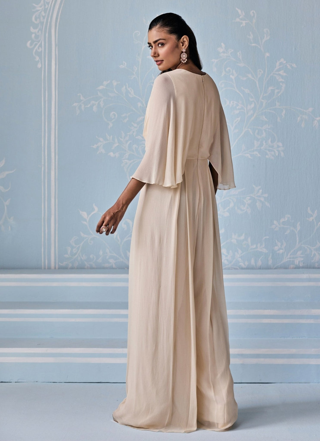 Seema Thukral Ivory Embroidered Georgette JumpsuitFabilicious Fashion