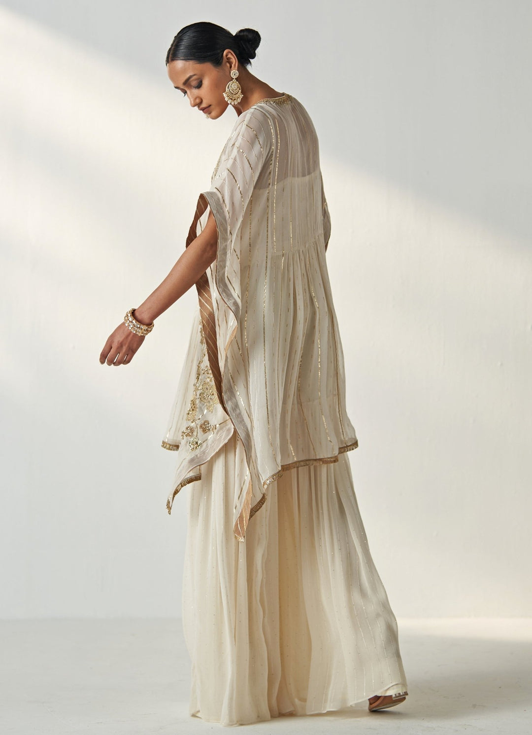 Ivory Embroidered Georgette Kaftan Kurta Set Studio Bagechaa - Fabilicious Fashion