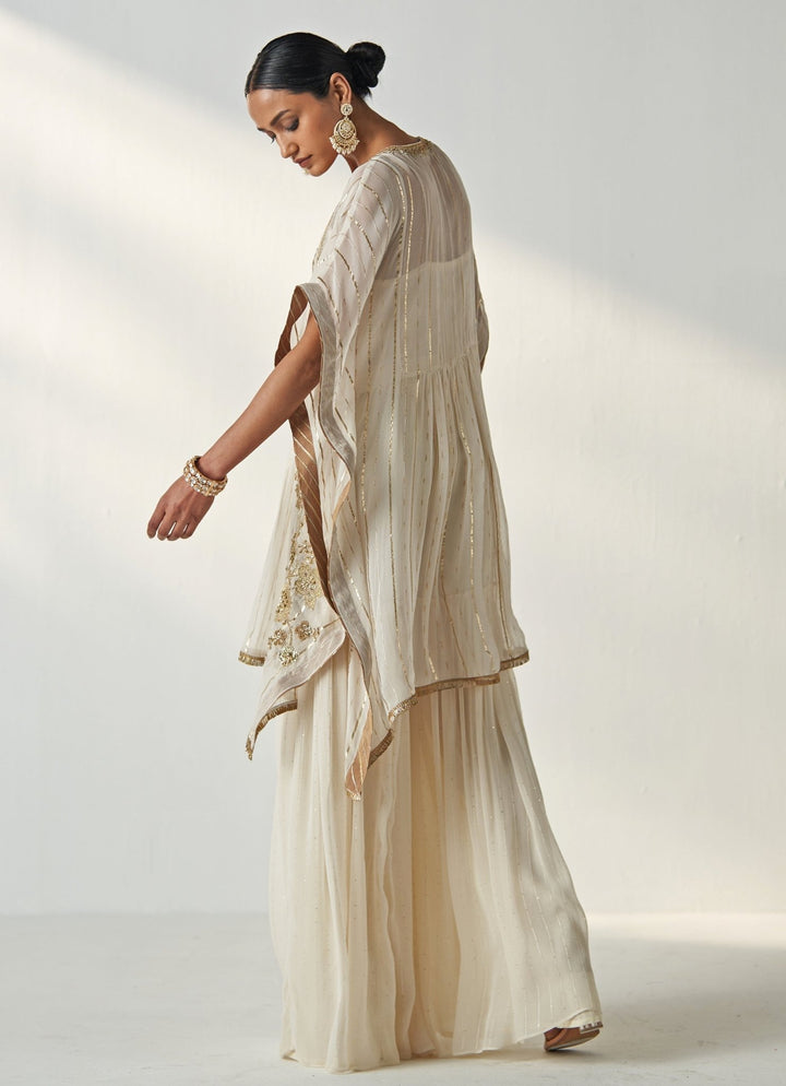 Ivory Embroidered Georgette Kaftan Kurta Set Studio Bagechaa - Fabilicious Fashion