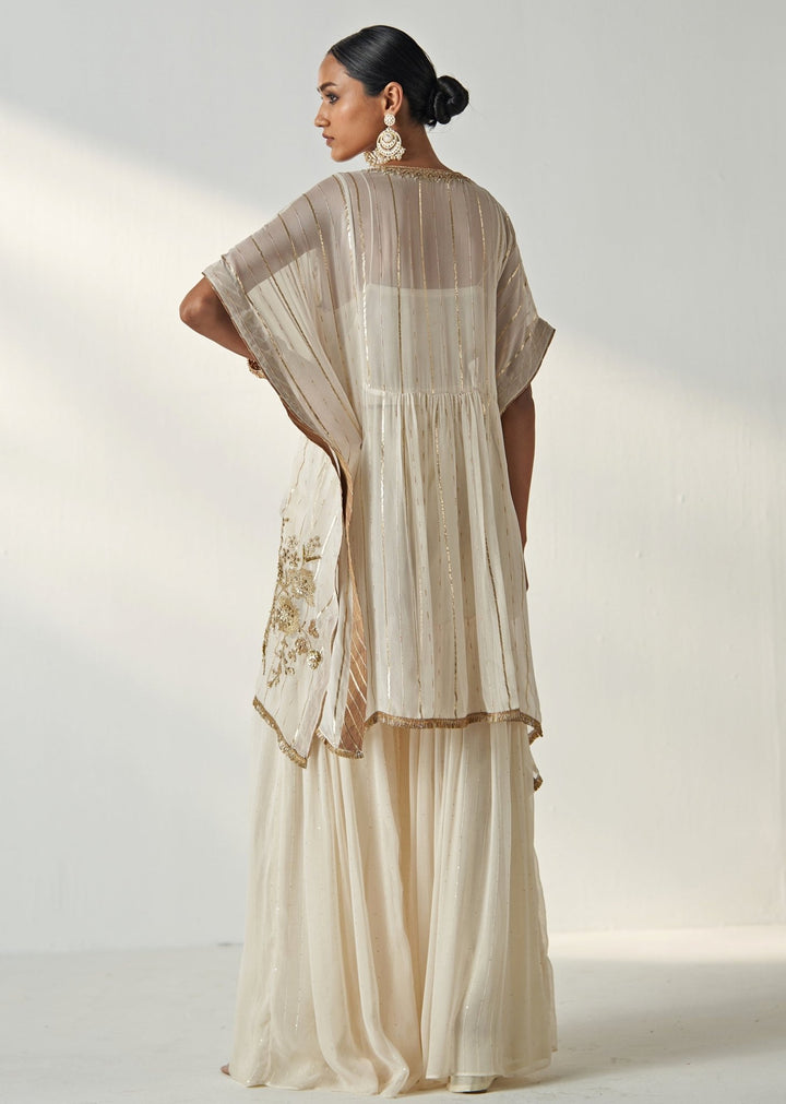 Ivory Embroidered Georgette Kaftan Kurta Set Studio Bagechaa - Fabilicious Fashion