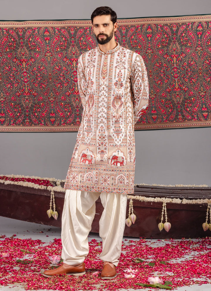 Ivory Embroidered Georgette Kurta Patiala Set Kalpraag - Fabilicious Fashion