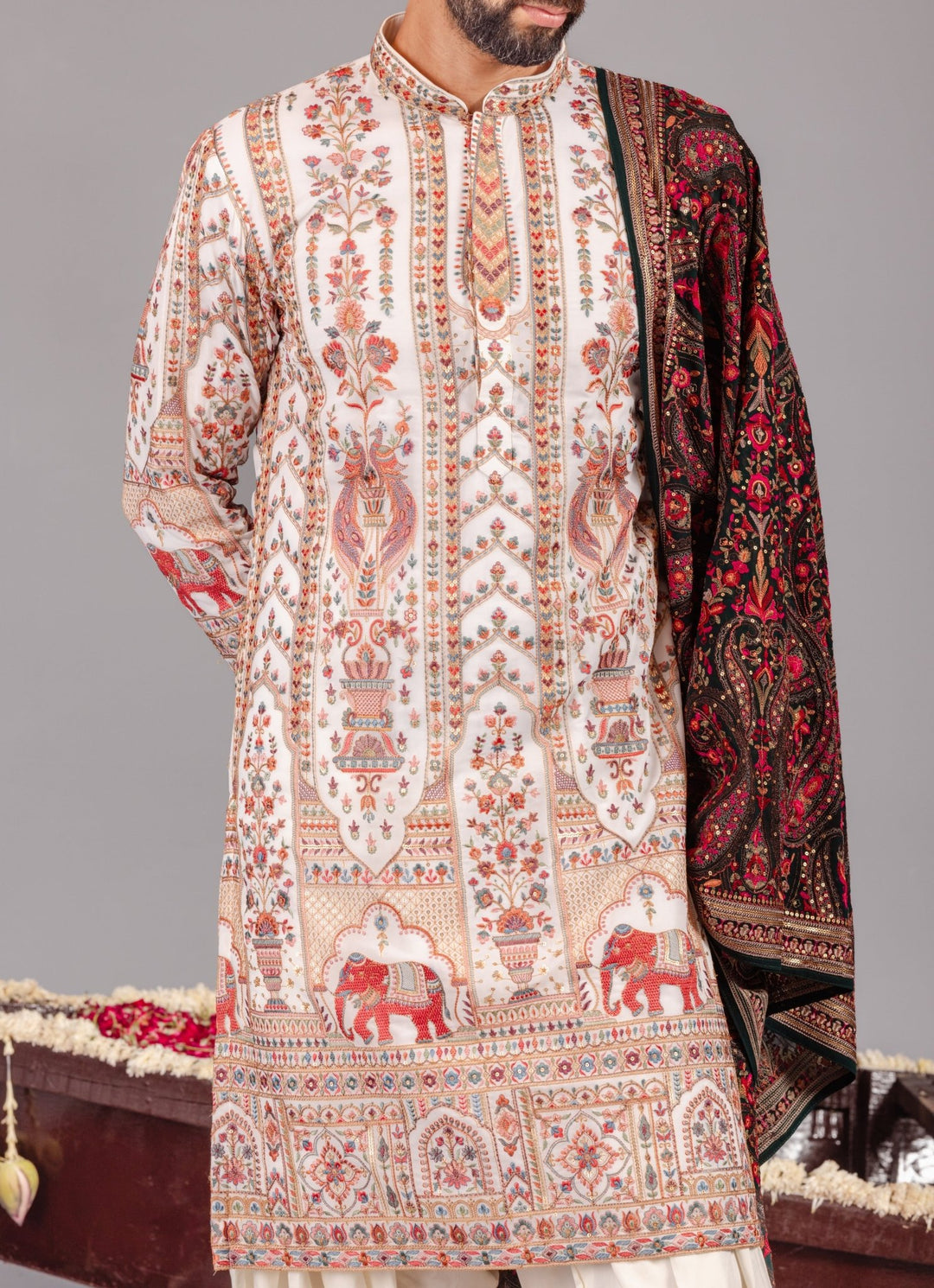Ivory Embroidered Georgette Kurta Patiala Set Kalpraag - Fabilicious Fashion