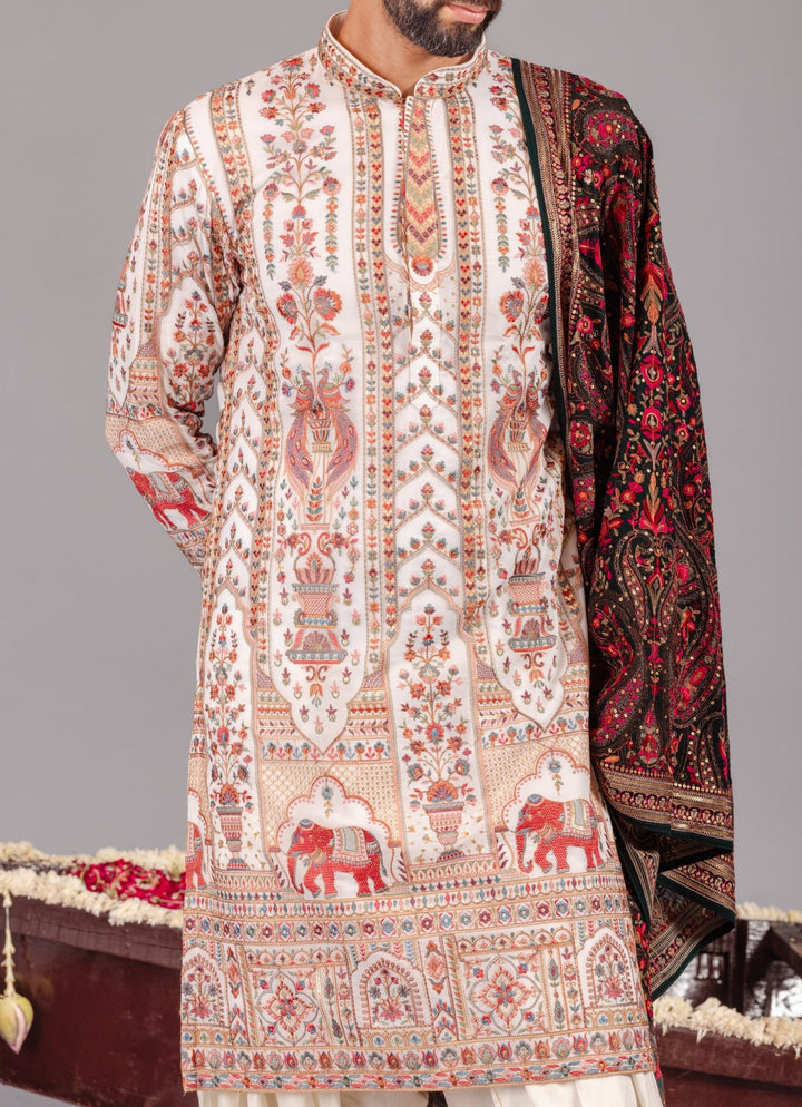 Ivory Embroidered Georgette Kurta Patiala Set Kalpraag - Fabilicious Fashion
