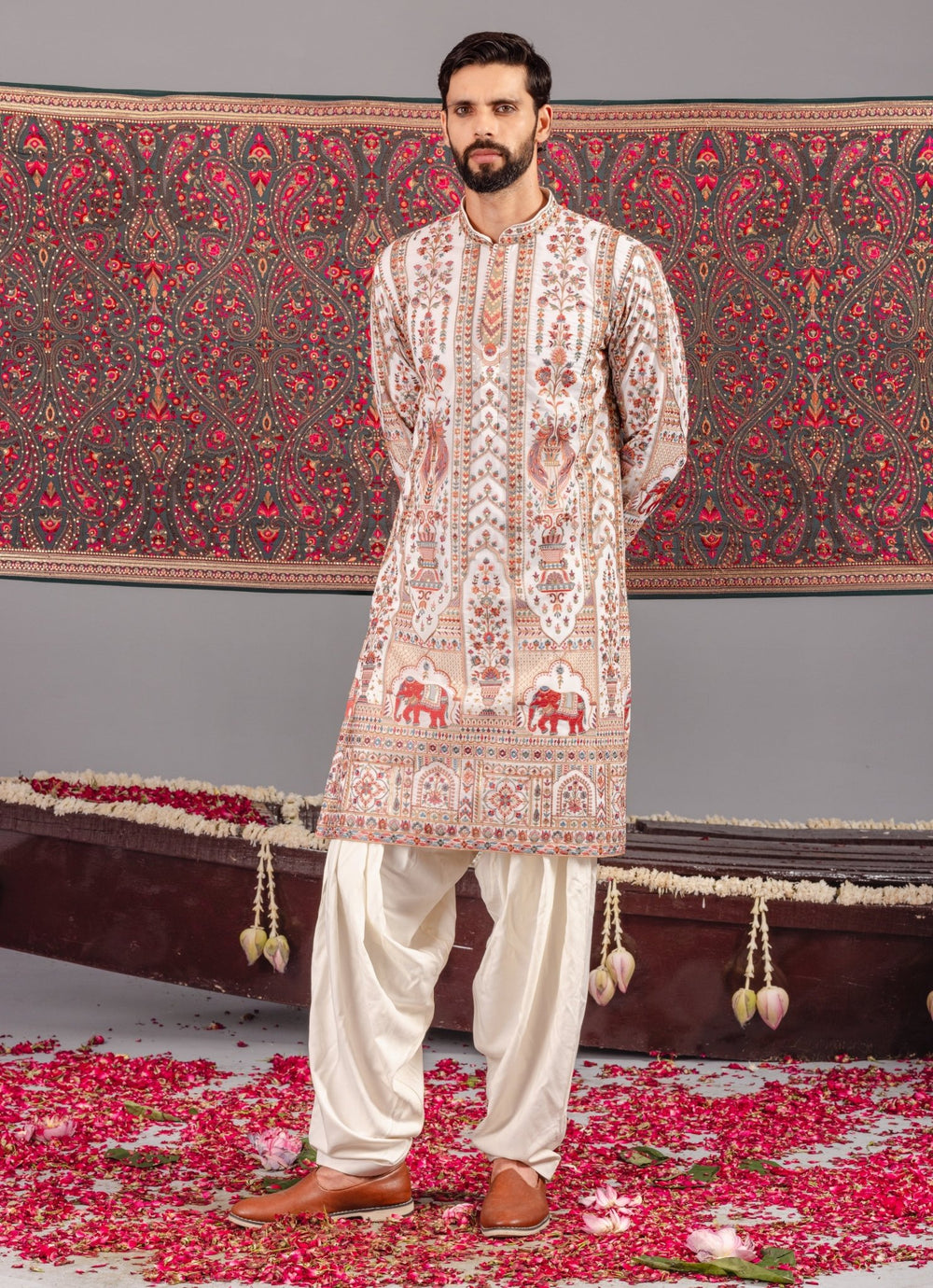 Ivory Embroidered Georgette Kurta Patiala Set Kalpraag - Fabilicious Fashion