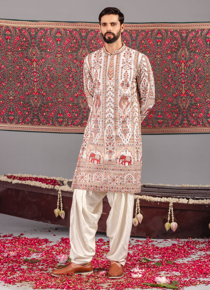 Ivory Embroidered Georgette Kurta Patiala Set Kalpraag - Fabilicious Fashion