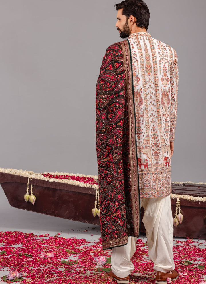 Ivory Embroidered Georgette Kurta Patiala Set Kalpraag - Fabilicious Fashion