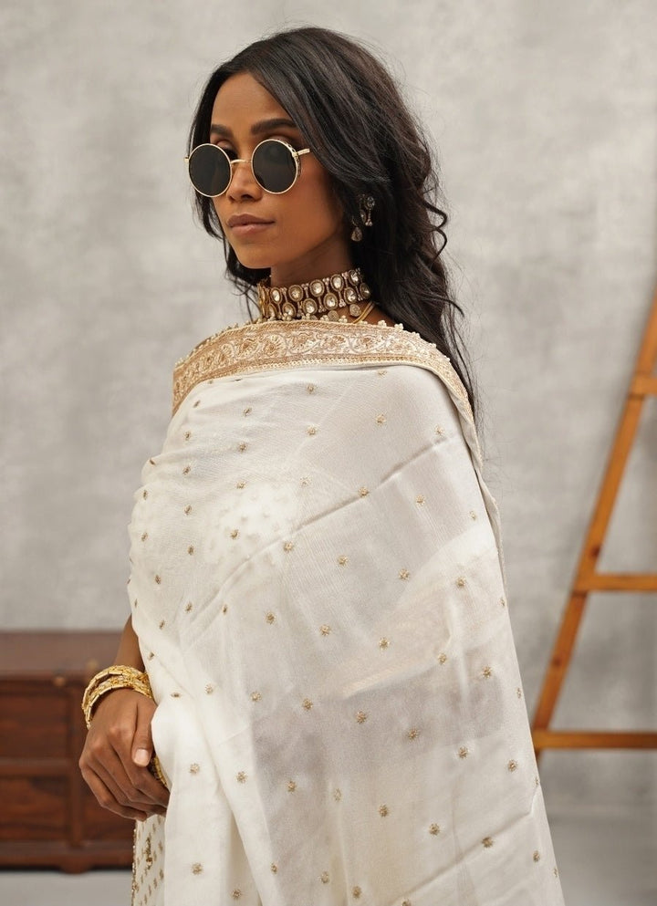 Ivory Embroidered Georgette Kurta Set Kapda Dori - Fabilicious Fashion