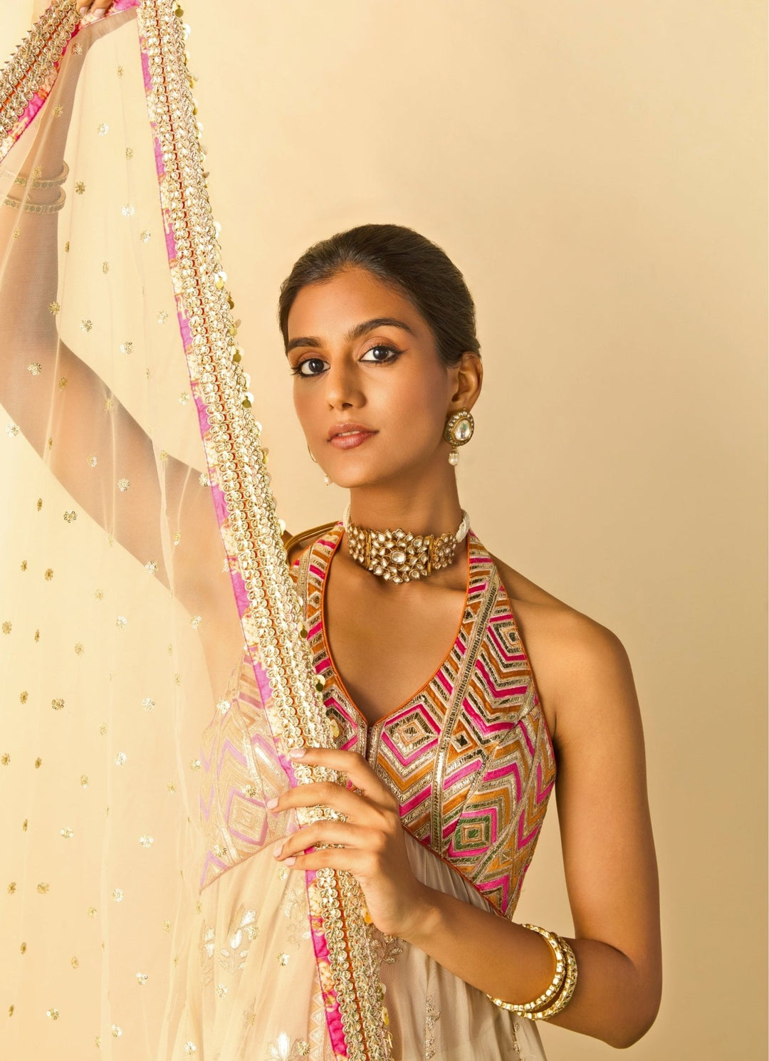 Gopi Vaid Ivory Embroidered Georgette Kurta Sharara SetFabilicious Fashion