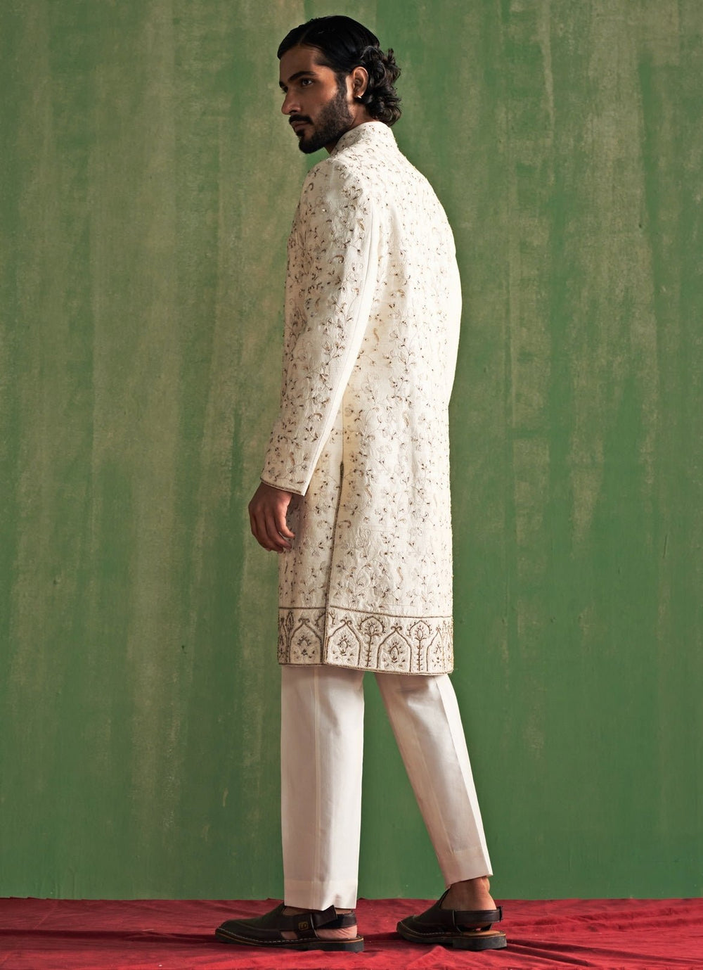 Ivory Embroidered Groom Sherwani Set Studio Bagechaa - Men - Fabilicious Fashion