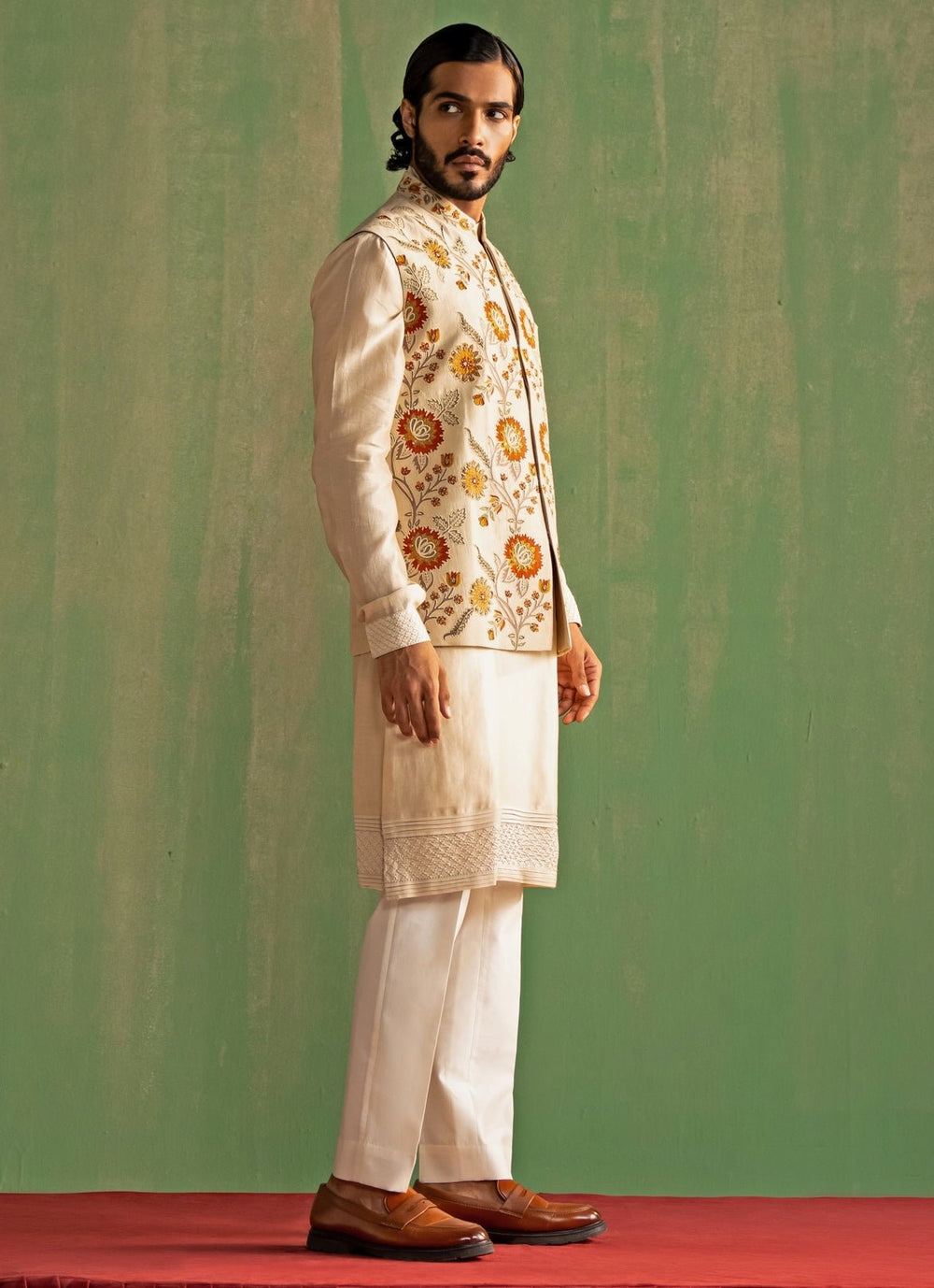 Ivory Embroidered Kurta Bundi Set Studio Bagechaa - Men - Fabilicious Fashion