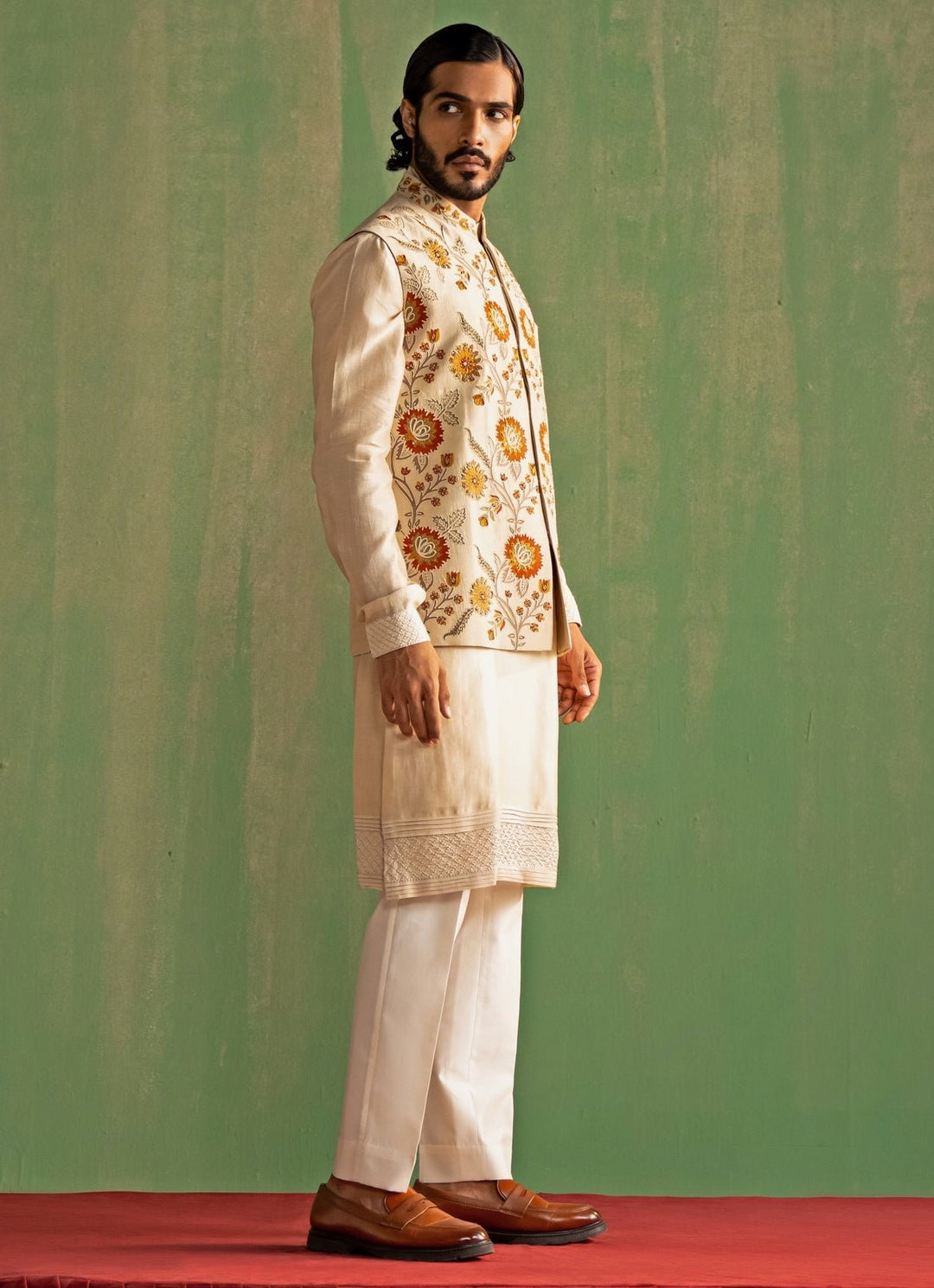 Ivory Embroidered Kurta Bundi Set Studio Bagechaa - Men - Fabilicious Fashion