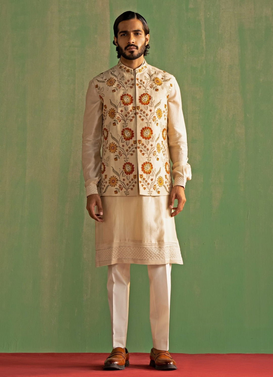 Ivory Embroidered Kurta Bundi Set Studio Bagechaa - Men - Fabilicious Fashion