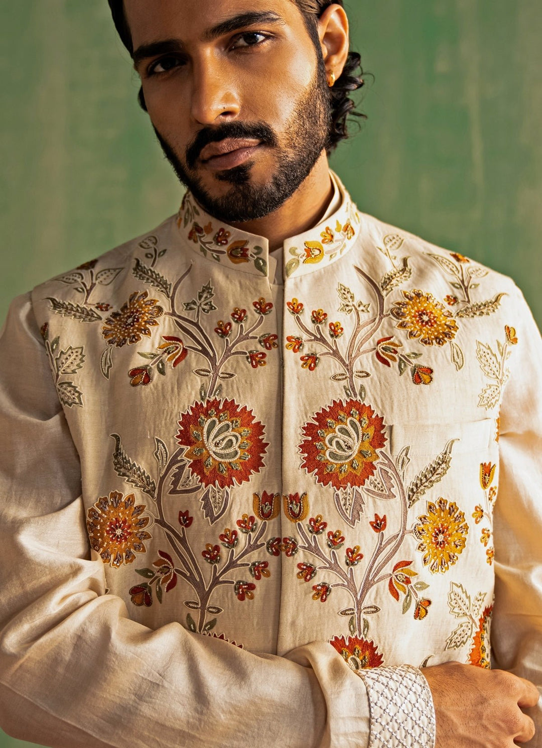 Ivory Embroidered Kurta Bundi Set Studio Bagechaa - Men - Fabilicious Fashion