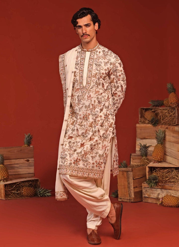 Ivory Embroidered Kurta Patiala Pant Set Kalpraag - Fabilicious Fashion