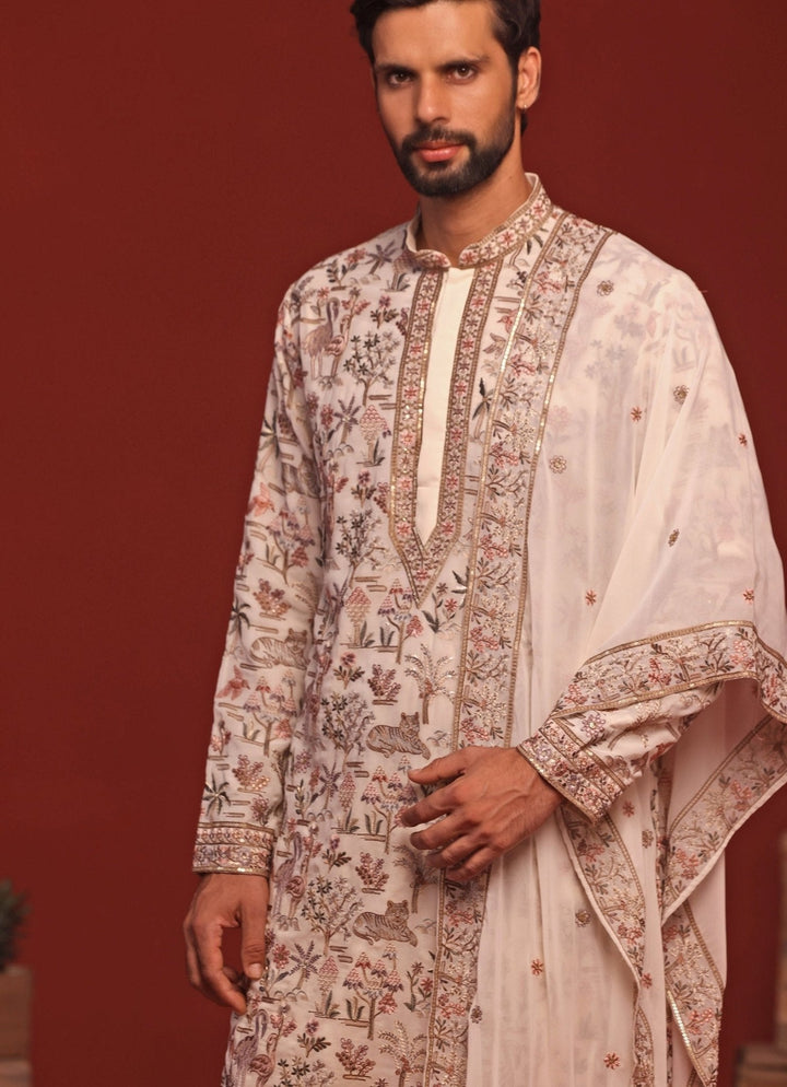Ivory Embroidered Kurta Patiala Pant Set Kalpraag - Fabilicious Fashion