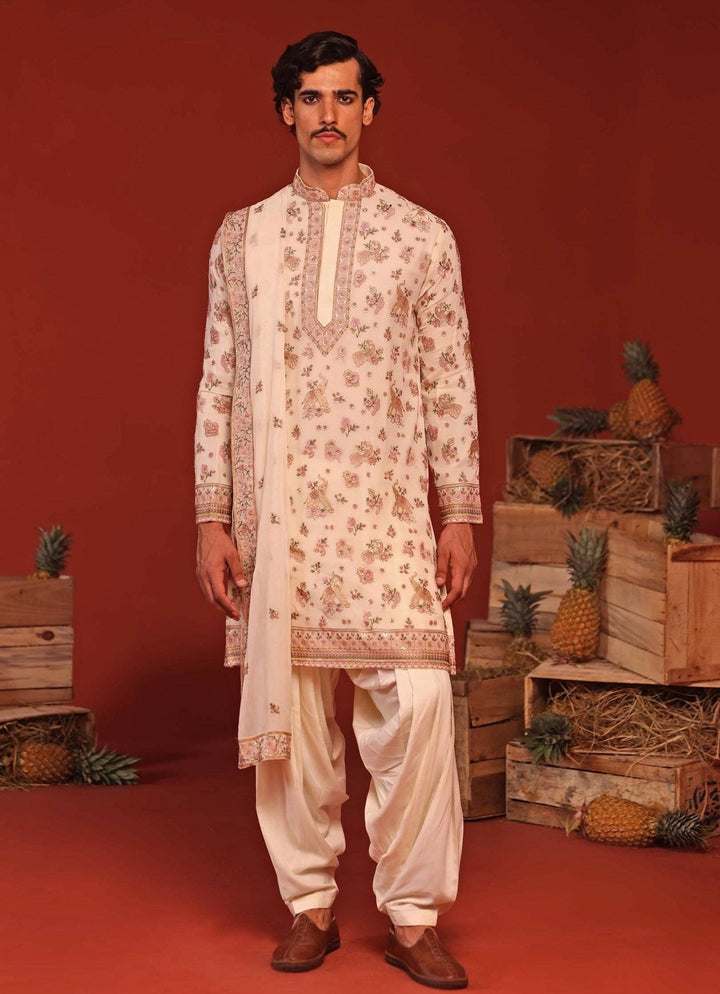 Ivory Embroidered Kurta Patiala Pant Set Kalpraag - Fabilicious Fashion