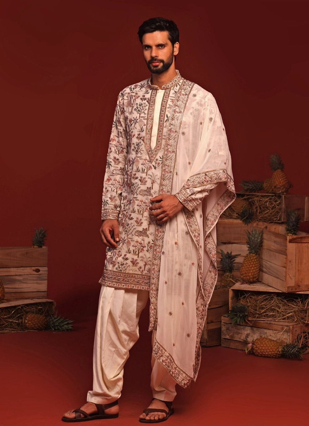 Ivory Embroidered Kurta Patiala Pant Set Kalpraag - Fabilicious Fashion