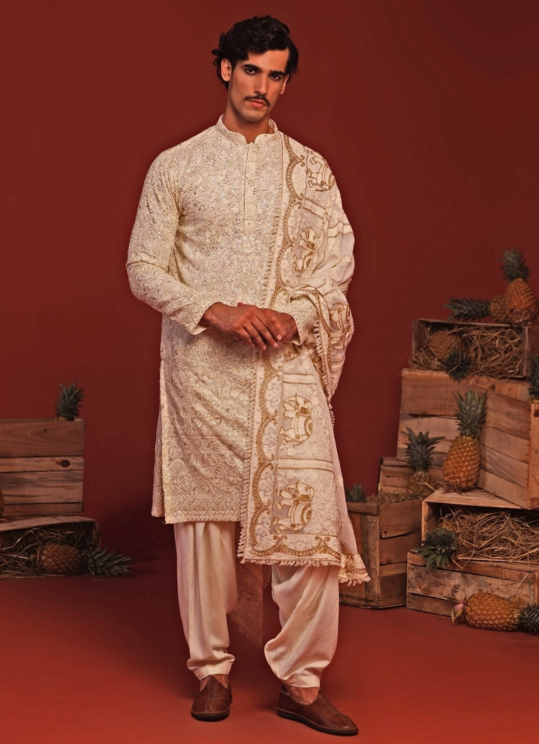 Ivory Embroidered Kurta Patiala Pant Set Kalpraag - Fabilicious Fashion