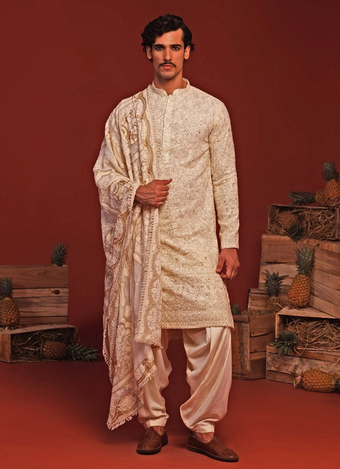 Ivory Embroidered Kurta Patiala Pant Set Kalpraag - Fabilicious Fashion