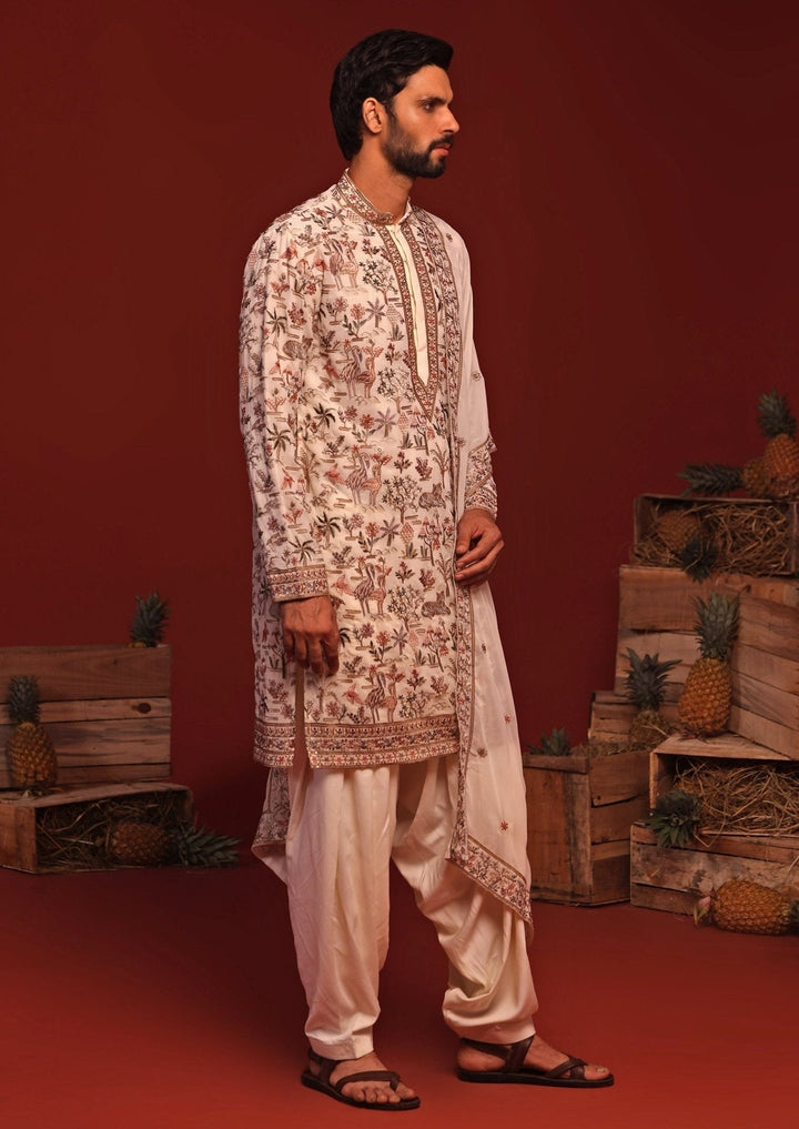 Ivory Embroidered Kurta Patiala Pant Set Kalpraag - Fabilicious Fashion
