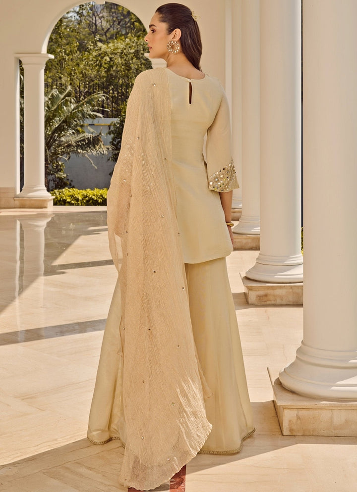 Ivory Embroidered Kurta Sharara Set Parul Gandhi - Fabilicious Fashion
