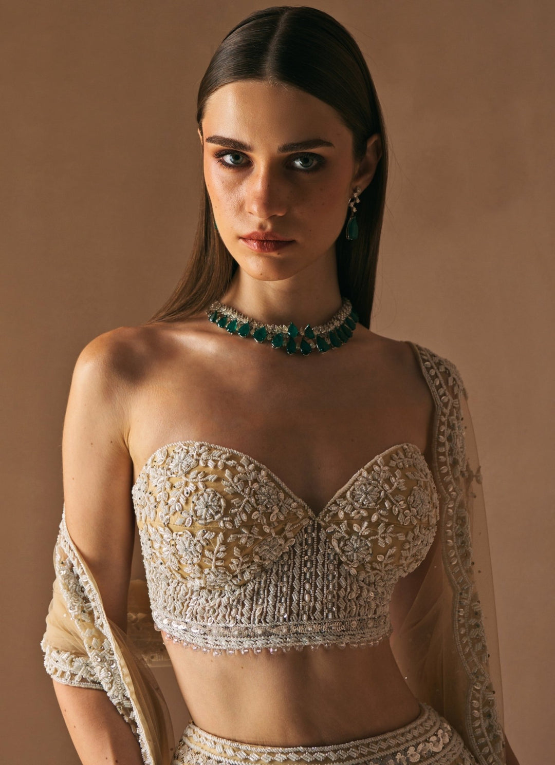Ivory Embroidered Mermaid Lehenga set Angad Singh - Fabilicious Fashion