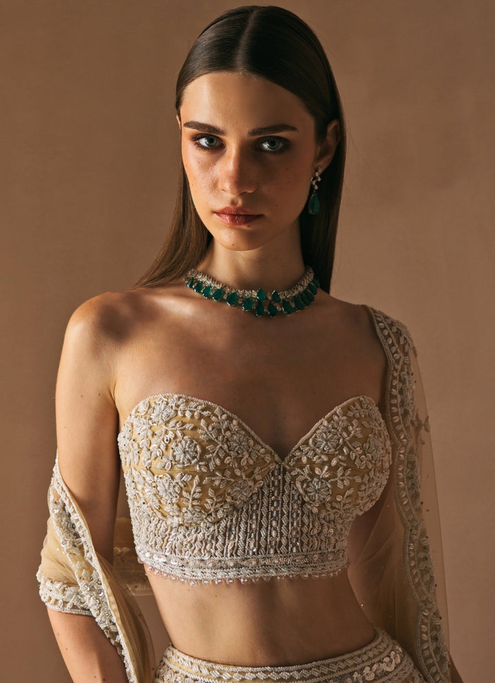 Ivory Embroidered Mermaid Lehenga set Angad Singh - Fabilicious Fashion