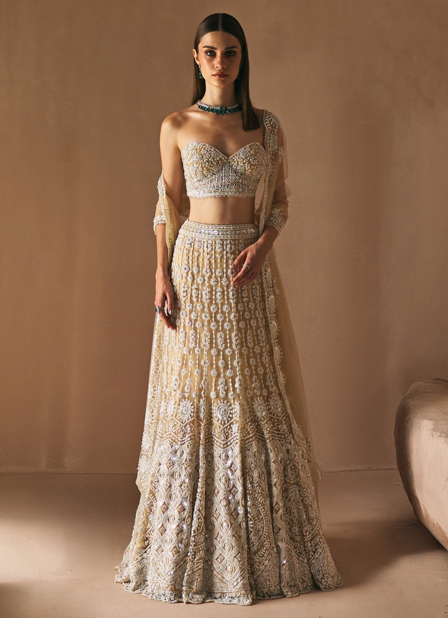 Ivory Embroidered Mermaid Lehenga