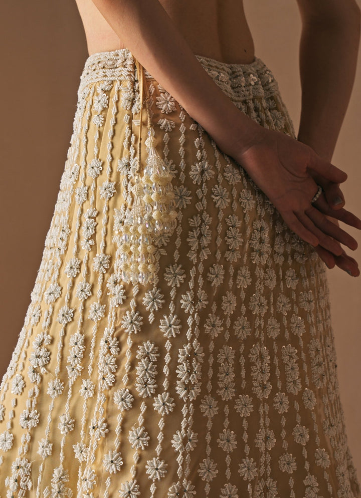 Ivory Embroidered Mermaid Lehenga set Angad Singh - Fabilicious Fashion