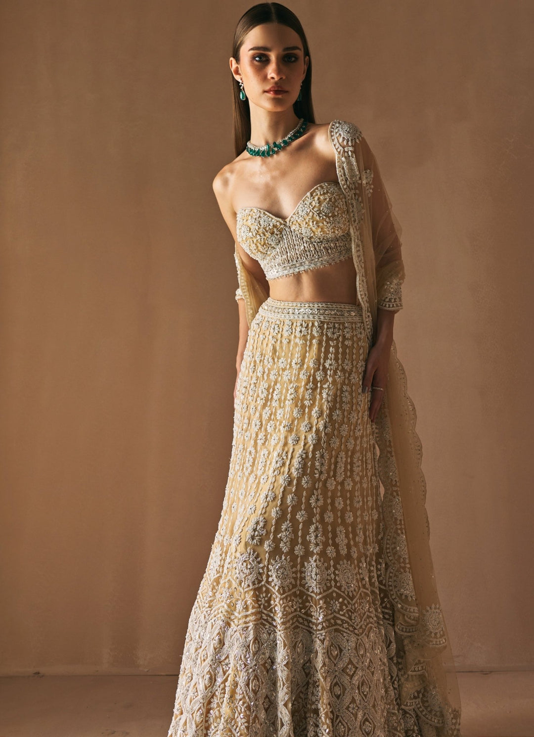 Ivory Embroidered Mermaid Lehenga set Angad Singh - Fabilicious Fashion